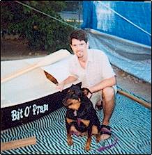me, dog, and boat